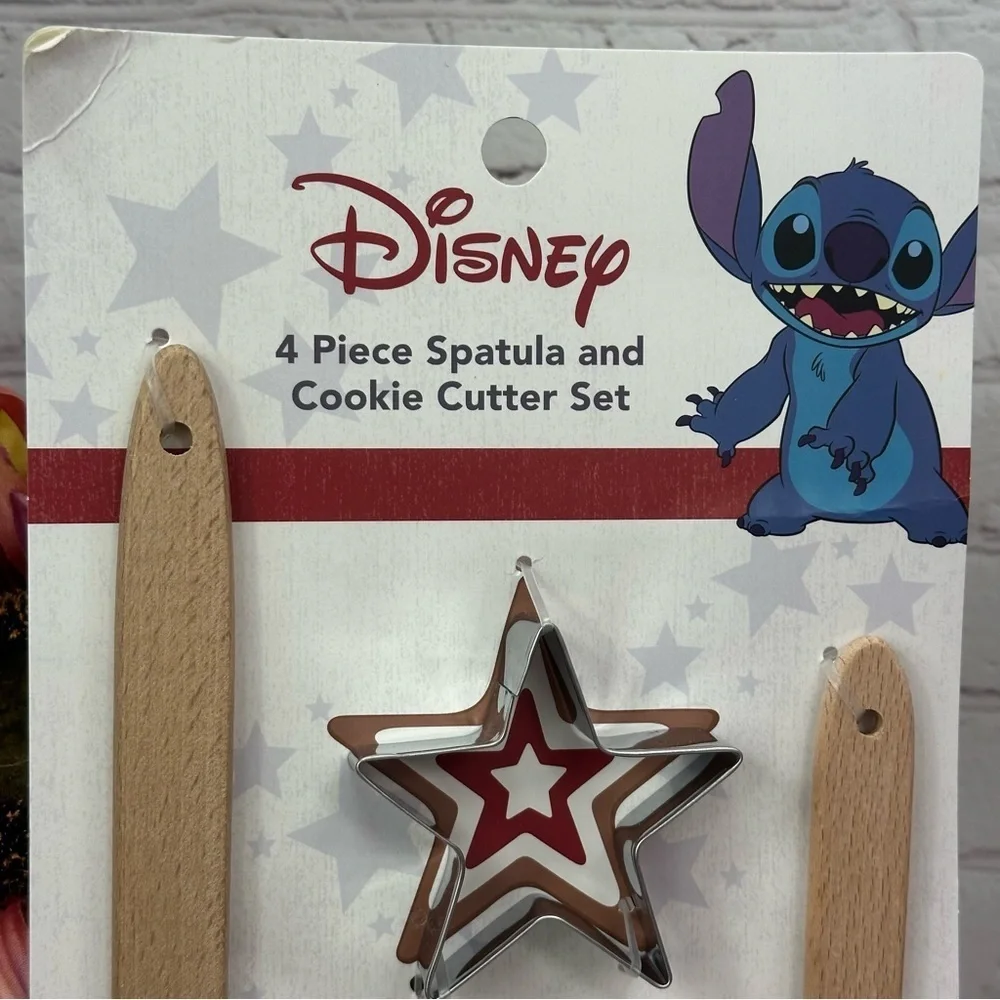 NWT Disney Stitch 4pc spatula & cookie cutter set patriotic lilo & stitch fandom